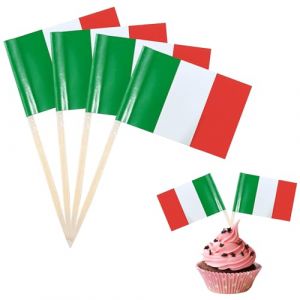 YXHZVON Drapeau Papier Cure Dents Italie, 200 pièces Piques à Cocktail Monde, Mini Étiquettes Alimentaires Drapeaux, Cure Dent Decoratif Aperitif pour Fête Fournitures Pub (Yxhome, neuf)