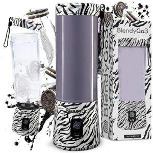 Blender portable BlendyGo 3, Mixeur, Blender Smoothie rechargeable USB, Mixeur Smoothie puissant sans fil, Mini Blender pour smoothies et jus, sans BPA, 550 ml (Z&egrave;bre) (BlendyGo, neuf)