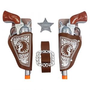Costume de cowboy pour enfant - Accessoires de f&ecirc;te western - Costume de cowboy avec ceinture et &eacute;toile de sh&eacute;rif - Ensemble d'accessoires de cowboy occidental pour gar&ccedil;ons et filles - Carnaval (ElevaPulse, neuf)