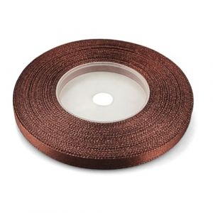 Netuno - 1 ruban de satin de 6 mm x 32 m - Couleur marron - Ruban d&eacute;coratif en tissu - Pour travaux manuels, d&eacute;coration de mariage, emballage cadeau (netuno, neuf)