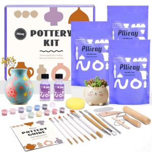 Pllieay Kit Poterie Adulte Kit Argile Autodurcissante avec Outils, Vernis et Instructions Kit de Poterie à Domicile pour Débutants Kit d'argile Séchant à l'air pour Adultes (1.5kg Kit Poterie) (Pllieay, neuf)