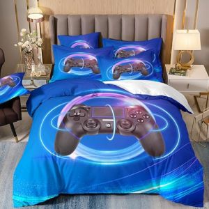 Générique Gamepad Housse de Couette 90x190 Enfant GarçOn Ado Gamer Housse de Couette 90x190 Gaming Manette de Jeu Parure de Lit Enfant en Microfibre avec Fermeture éClair et Taie 65x65 cm (Yunshu Home Textiles, neuf)
