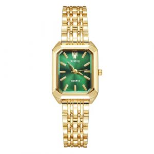 OFFCUP Montre pour Femme, Montres Carr&eacute;es de 32 mm, Montre Analogique Quartz avec Bracelet en Acier Inoxydable, Mouvement &agrave; Quartz Montre-Bracelet &Eacute;l&eacute;gant Minimaliste pour Filles (Cadran Vert) (HOOCHE, neuf)