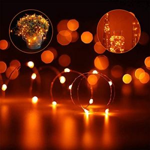 ANGMLN Lot de 2 guirlandes lumineuses à LED orange à piles 3 m 30 LED fil de cuivre luciole petite guirlande lumineuse étoilée pour cheminée, brûleur à bûches, loisirs créatifs, pots d'art, fête (Vicky star, neuf)