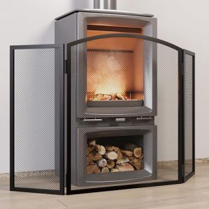 Kingson Pare-feu de cheminée noir – 96,5x61 cm de sécurité pour les poêles à bois, les poêles à granulés et les feux ouverts, pare-feu de sécurité pour bébé (Kingson INC, neuf)