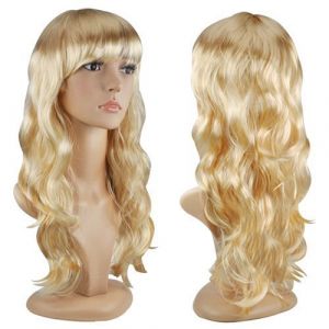 Accessotech Pour Femmes Sexy Longue Bouclée Déguisement Perruques Costume Cosplay Pleine Perruque De Fête Pour Dames - Blonde, 50cm (SellerVision, neuf)