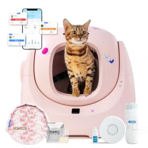 CATLINK Baymax Litiere Chat Autonettoyante Capacit&eacute; 70L&ndash; Protection Anti-Fuites Lat&eacute;rales Am&eacute;lior&eacute;e, 7 Niveaux de S&eacute;curit&eacute;s, Appli & D&eacute;tection Multi-Chats &ndash; pour Foyers Multi-Chats（Rose） (TWOPOINT, neuf)