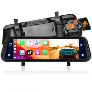 Motorsi Auto 9.66" R&eacute;troviseur avec Apple Carplay sans Fil, Android Auto avec Cam&eacute;ra De Recul HD, IPS Tactile Double 1080P Cam&eacute;ra R&eacute;troviseur Auto, 2 &eacute;crans Divisibles, Bluetooth (podofo Shop, neuf)
