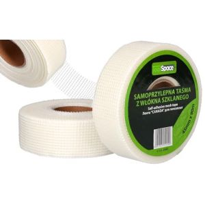 ToolSpace | Bande en Fibre de Verre | Pour Plaques de Plâtre | 4,5cm x 90m | Ruban Tissé en Fibre | Ruban pour le Remplissage des Fissures et la Réparation de Cloison Sèche | Adhesive | Ruban à Joints (ToolSpace, neuf)