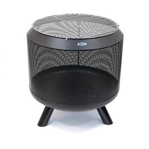 HEAT Outdoor Living Brasero en forme de corne - Panier &agrave; feu pour le jardin - Tonneau &agrave; feu et foyer - Brasero avec barbecue - Panier &agrave; feu en m&eacute;tal solide pour soir&eacute;es d&eacute;tendues - Schwarz 50x50x60 cm (Boutiquefoyerexterieur, neuf)