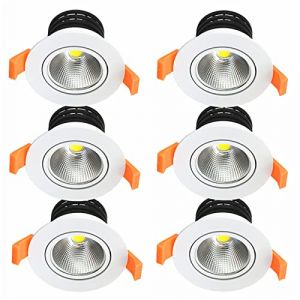 FunBegin Spot Led Encastrable Salle Bain IP44 Etanche Pour Douche Spote de Cache Blanc Encastré Plafond Orientable Dimmable Eclairage 230v Extra Transformateur 7W 3000k Lumière Blanche Chaud 6 Pack (JUCHENG, neuf)