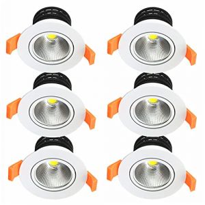 FunBegin Spot Led Encastrable Salle Bain IP44 Etanche Pour Douche Spote de Cache Blanc Encastré Plafond Orientable Dimmable Eclairage 220v Extra Transformateur 7W 3000k Lumière Blanche Chaud?6 Pack? (JUCHENG, neuf)