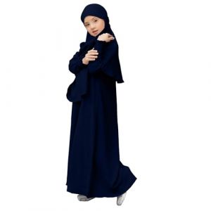 Robe musulmane pour filles, Abaya de pri&egrave;re islamique &agrave; manches longues, Cardigan Kaftan, Robes pour le Ramadan, Tenues pour filles &agrave; Duba&iuml;, Kaftan pour l'Eid, Thobe marocaine pour enfants, noir fonc&eacute; (ZheSiXined, neuf)