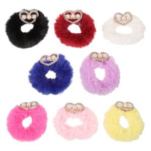 VICASKY 8 pi&egrave;ces Bande Cheveux Fluffy &Eacute;lastiques Strass Accessoires Coiffure Doux pour Filles et Femmes Lot de Jaune Rouge Fonc&eacute; Noir Blanc Rose Rouge Bleu (Covenant of Nauru, neuf)