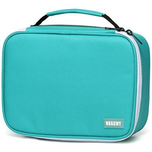 VASCHY Trousse Scolaire, Grande Trousse Crayon de Couleur 72 Slots Portable Multi-Poches Feutres Stylos Trousse de Rangement avec Détachables Velcro et Anse pour Homme Femme Fille Artiste Turquoise (Vaschy, neuf)