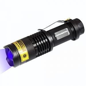 DARKBEAM Lampe de poche UV 365nm en bois clair Blacklight Ultraviolet LED Mini détecteur de torche portable pour chien Urine Pet Taches 370nm Identification anti-contrefaçon, durcissement de la résine (DARKBEAM, neuf)