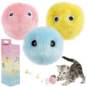 Jokapy Jouet de Balle Interactif pour Chat, Jouet pour Chat Interieur Interactif avec Cris des Oiseaux, Grenouilles et Grillons, Balles en Peluche pour Chats Chasser (3Pcs) (xiangbaoshang, neuf)