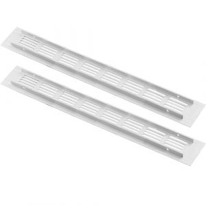 ZESLIV Lot de 2 grilles d'a&eacute;ration blanches rectangulaires en aluminium pour armoire de cuisine, armoire &agrave; chaussures et penderie, 50 mm x 350 mm (ZESLIV, neuf)