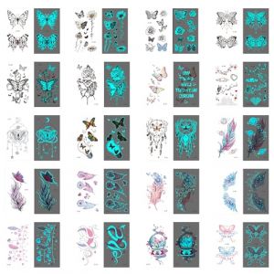 Hayaww 20 Feuilles Tatouage Temporaire Autocollant Imperméable Tatouages Temporaires Néon Autocollants De Tatouage Faux Tatouages Party Tatouage Temporaire Noir Tatouage Collant Maquillage (guangzhouweizhenkejiyouxiangongsi, neuf)