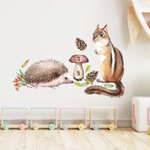 COVPAW Stickers muraux pour chambre d'enfant Motif écureuil et hérisson (COSAFE, neuf)