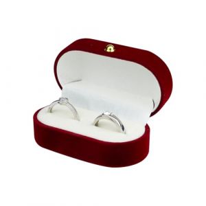 WisePoint 2 Fentes Boite Bague, Porte Alliance Mariage en Velours Ovale Boite a Bague pour Fian&ccedil;ailles et Mariage, Boite a Bijoux pour Anneaux, Boucles d'Oreilles, Broches (Rouge) (WisePoint, neuf)