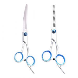 KYLOS 2Pcs Ciseaux De Toilettage Professionnels Pour Chiens Et Chats En Acier Inoxydable, Avec Embouts De Sécurité Ronds, Ciseaux Incurvés Et Ciseaux Désépaissir, Pour Visage, Pattes, Corps, Coiffure (liqiangdeouzhoudianpu, neuf)