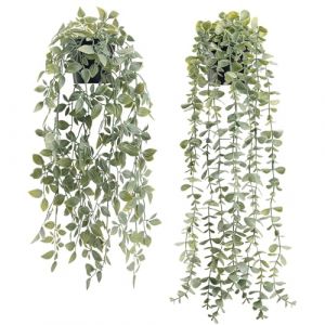 Der Rose Lot de 2 fausses plantes artificielles &agrave; suspendre en pot d'eucalyptus et de pois pour salle de bain, maison, bureau, &eacute;tag&egrave;re murale, biblioth&egrave;que, accessoires de d&eacute;coration d'int&eacute;rieur (Better Star Home, neuf)