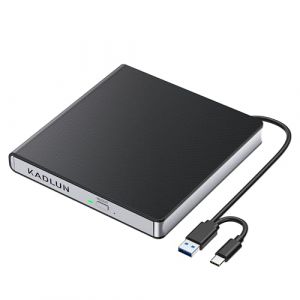 Lecteur CD DVD Externe USB 3.0 USB C Lecteur CD Externe pour Ordinateur Portable Bureau PC Macbook iMac, Graveur DVD +/-RW Lecteur Optique Externe DVD Lecteur DVD pour Windows 11/10/8/7/XP/Linux/Vista (RealandFun, neuf)