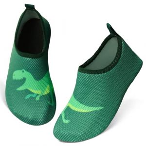 TMEOG Chaussure Aquatique Enfant Chaussure de Plage Fille Gar&ccedil;on Chaussure Eau Piscine Antid&eacute;rapante, Chaussures pieds nus Chaussure de Mer Natation Surf(32/33 EU,Vert) (YuShengEU, neuf)