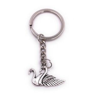 H-Customs 2 cygnes cygne oiseau d'eau porte-clés pendentif en métal argenté (h-customs17, neuf)