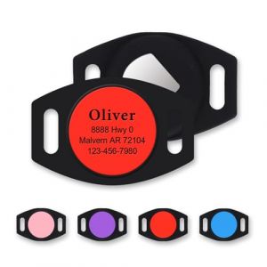 Support de collier personnalisé pour airtag, plaque d'identification en silicone coulissante, texte personnalisable, housse de protection pour airtag, collier pour chien et chat(S Rouge) (HX-DE, neuf)