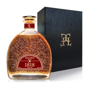 Coffret whisky 1818 blended – Feuille d’or 23 carats – Haut de gamme artisanal – Saveur fumée boisée épicée vanille – Premium Liqueur avec certificat d’or – Idée cadeau élégante – 40% vol. – 70 cl (PREMIUM DRINKS, neuf)