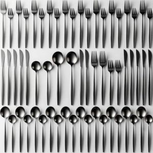 Xespis Couverts de Table 12 Personnes, Couvert Noir, Ménagère 60 Pièces en Acier Inoxydable, avec Couteau Fourchette Cuillère et Lavables au Lave-Vaisselle, pour Maison, Fête, Restaurant (VASILCA MOCHO S.R.L., neuf)