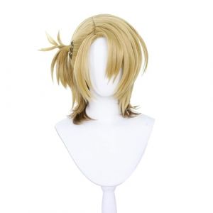 Perruques De Cosplay Courtes Blondes Pour Luca Kaneshiro Avec Queue De Cheval Inclinée Perruque D'anime Superposée Avec Frange De Rideau Pour La Fête D'halloween (Peng Bo Shop, neuf)