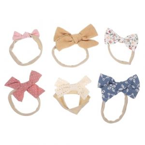 TOYANDONA 6pièces Bandeaux Élastiques Fille Avec Nœud Accessoires De Cheveux Pour Garçon Fille Né Et Photographie Doux Et Confortable (Elitabert, neuf)