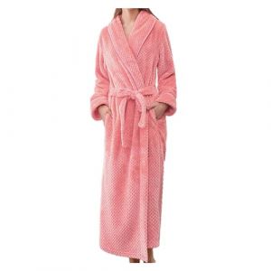 Robe de chambre d'hiver en polaire extra &eacute;paisse pour femme &ndash; Robe de chambre longue et moelleuse &ndash; V&ecirc;tement de nuit en flanelle polaire &ndash; Robe de nuit d'hiver &ndash; Peignoir de bain en tissu &eacute;ponge &agrave; (★LINYOUY★, neuf)