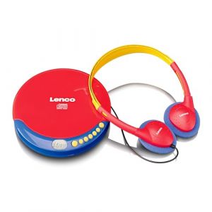 Lenco CD-021 Lecteur CD Portable pour Enfants - Discman - Casque avec limitation du Volume - Lit Les CD-R/RW - Batterie int&eacute;gr&eacute;e - avec c&acirc;ble de Charge - Rouge/Bleu (M2K SAS, neuf)