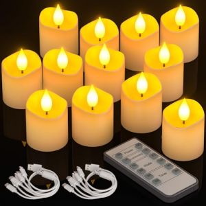 PChero Bougie Chauffe Plat LED Rechargeable, Lot de 12 Fausse Bougies à LED Votives Flamme Vacillante Bougie Decorative Electrique avec Télécommande pour Deco Noel Anniversaire Maison Chambre Mariage (BestChoice FR, neuf)