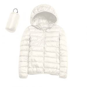 Doudoune L&eacute;g&egrave;re Femme D'hiver Chaude avec Capuche Plume Cintree Veste en Duvet Courte Grande Taille Duvet Jacket Pliable Fine Veste de Transition Rembourr&eacute;e et Doubl&eacute;e pour Montagne (01 White, S) (LDpOIQta, neuf)