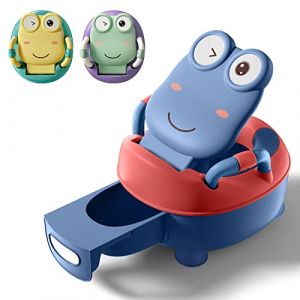 Froadp Pot B&eacute;b&eacute; de 0 &agrave; 6 ans Pots d'entra&icirc;nement pour Enfants avec PU Si&egrave;ges de Toilettes & Potty de Chambre Extensible Toilette Trainer Portable Forme de Grenouille Couvercle (48.5cm, Bleu) (CHIC Shop, neuf)