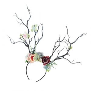 MAGICLULU Bois Branche Bandeau Noël Cheveux Cerceau Wapiti Cheveux Cerceau Bois Bande De Cheveux Cheveux De Noël Wapiti Bandeau Fleur Coiffure Chapeaux De Noël Bois De Cerceau Cheveux (PanYuan Electronic, neuf)