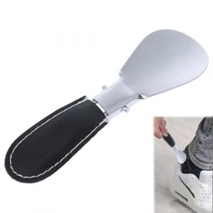 Chausse-Pied Chausse-Pied portatif Pliant Noir en métal Durable avec Le Chausse-Pied en Faux Cuir d'acier Inoxydable Chausse-Pied à Long Manche pour Personnes âgées (GuangZhouQianLingXueShangMaoYouXianGongSi, neuf)
