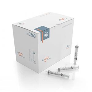 Seringue vide Ugo 10 ml (lot de 100) | Seringues jetables en plastique à usage unique sans aiguilles | Seringue médicale stérile pour distribution de liquide | Seringue de mesure sans aiguille (Optimum Medical, neuf)