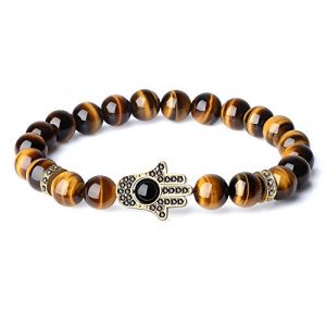 COAI Bracelet à Charms Main de Fatma Œil de Tigre Marron 16.5cm (COAI STORE, neuf)