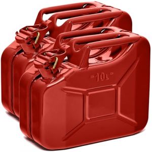 BW® Jerrican en métal pour carburant - 2 x 10 l - Rouge - RAL 3000 - Certifié TÜV et homologation ONU - Fabriqué en Europe (let's build brands, neuf)