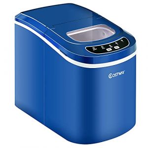 COSTWAY Machine à Glaçons Portable avec Réservoir d'Eau de 2,2 L, Bac à Glace de 0,7 kg et Pelle à Glace, 12KG/24H, 9 glaçons par 6-13 Min, Machine à Glaçons pour Maison, Bar, etc. (Bleu) (FDS GmbH, neuf)