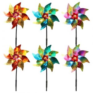 YUPZAR Lot de 6 Moulins &agrave; Vent R&eacute;fl&eacute;chissants Anti-Oiseaux &Oslash;24cm R&eacute;pulsif &agrave; Oiseaux Jardin Terrasse Balcon Verger Pelouse &Eacute;olienne D&eacute;corative Ext&eacute;rieure PVC Arc-en-Ciel Protection Naturelle (Olen Olesjame O&Uuml;, neuf)