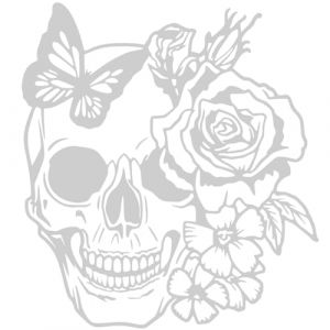 Autocollant Sticker tete de Mort, Stickers Skull Papillon, Vinyle haute performance pour Voiture, Autocollants Crane (argent) (tmz-creation, neuf)