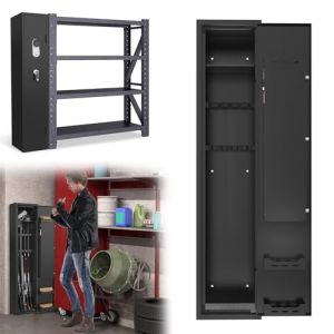 Froadp Armoire à armes à munitions en tôle d'acier - 30 x 28 x 138 cm - Réglable - Avec serrure à clé et serrure à combinaison - Noir (CHIC Shop, neuf)