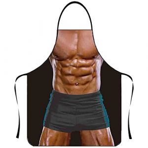 Bkazwe Tablier de Cuisine Homme Humour - Humoristique avec Effet Cadeau Dr&ocirc;le pour Anniversaire Enterrement de Vie Gar&ccedil;on Sexy dr&ocirc;le Tablier Cuisine Homme Muscl&eacute; Barbecue f&ecirc;te (Bkazwe, neuf)